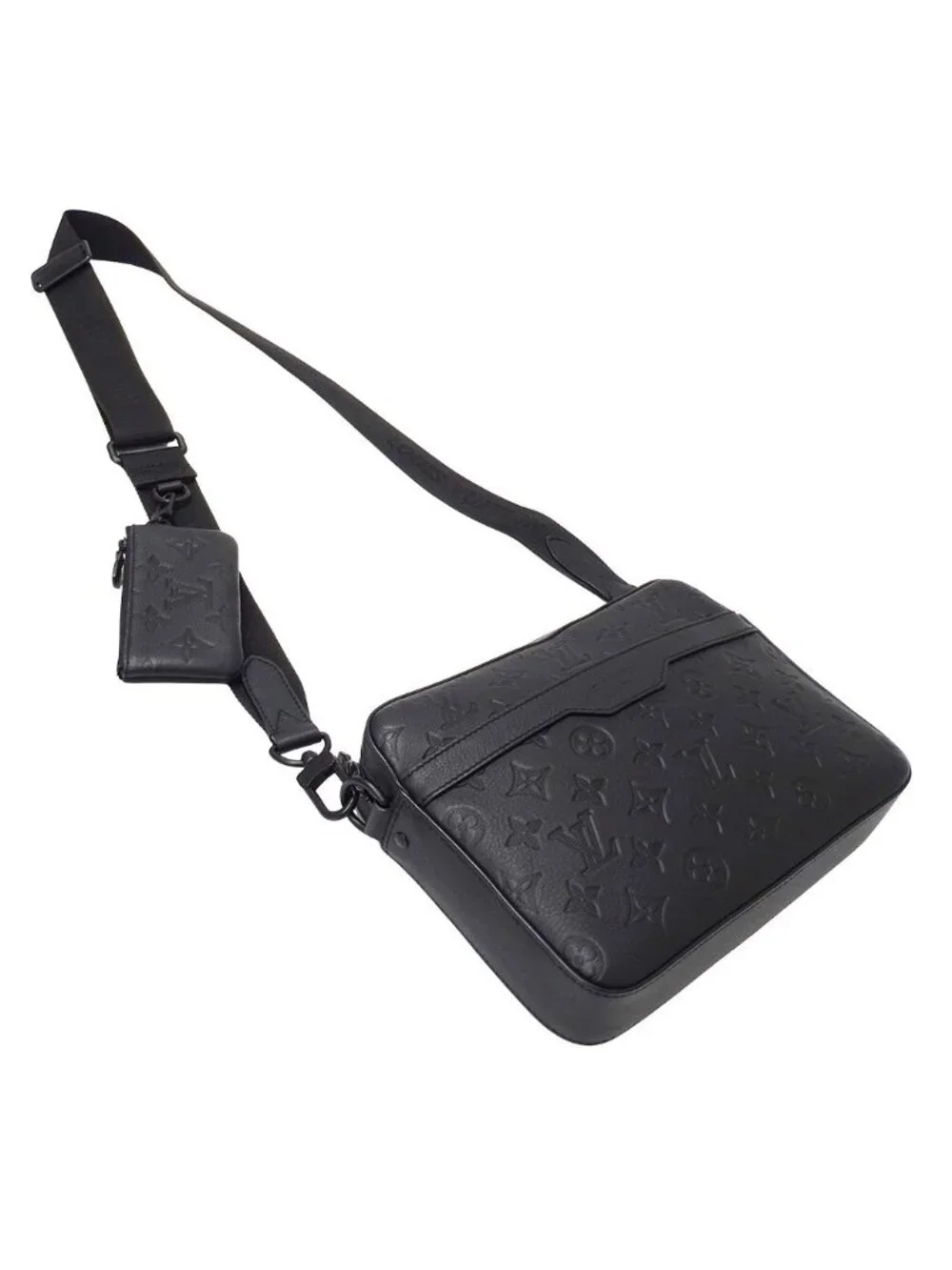 Louis Vuitton Monogram Shadow Shoulder Bag Trio Messenger Noir Black